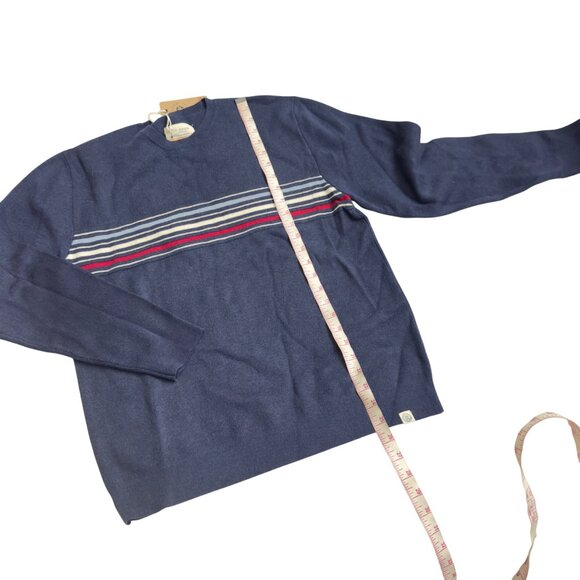Marine Layer Re-Spun Allen Striped knit Sweater Light navy crew size medium new - Picture 8 of 9